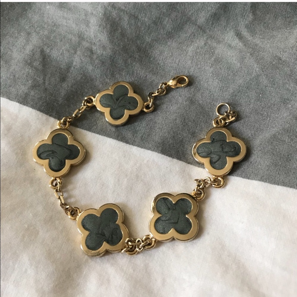 Gray and Gold Clover Bracelet